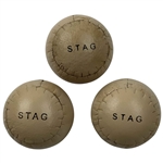 Three Vintage Stitched Leather Sports Balls by Stag - Reproduction