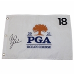 Phil Mickelson Signed 2021 PGA Championship at Kiawah White Embroidered Flag JSA ALOA