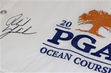 Phil Mickelson Signed 2021 PGA Championship at Kiawah White Embroidered Flag JSA ALOA
