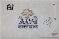 Phil Mickelson Signed 2021 PGA Championship at Kiawah White Embroidered Flag JSA ALOA