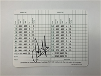 Larry Mize Signed 1987 Masters Series Badge & Sandy Lyle Signed Augusta National Golf Club Scorecard JSA ALOA