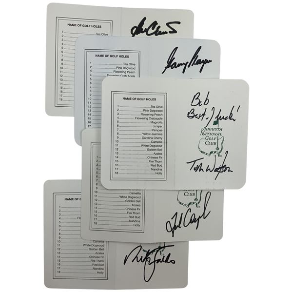 A Collection of Five Augusta National Golf Club Scorecards Signed by Masters Champions JSA ALOA