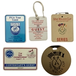 A Collection of Vintage Golf Tournament Badges and Bag Tags from the 1987-1989 Seasons