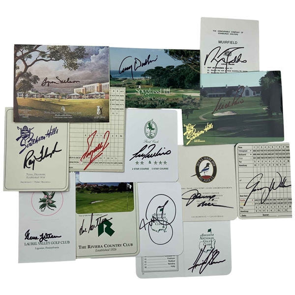 13 Signed Scorecards Mostly From Major Sites W/Corresponding Champs JSA ALOA