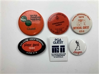 A Collection of 17 Vintage Golf Tournament Credentials and Pins 1977-1992 Including Major Championships