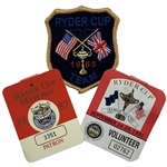 A Trio of Ryder Cup Golf Memorabilia Including a 1965 Team Patch and Tournament Badges