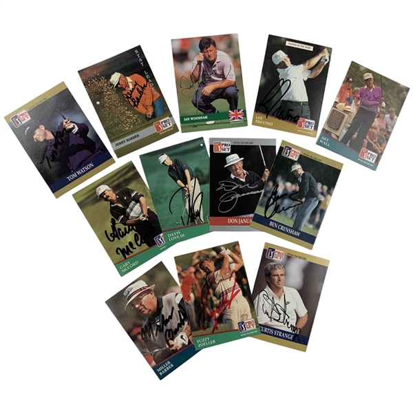 Twelve Signed 1990-1991 Pro Set PGA Tour Golf Trading Cards JSA ALOA
