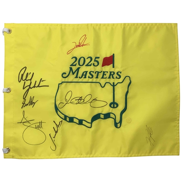 Rory McIlroy, Scottie Scheffler & 5 Champs Signed 2025 Masters Flag JSA ALOA