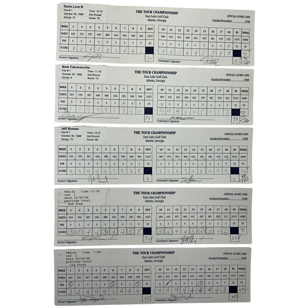 Calcavecchia, Sluman, Tway & Seven Others Signed 1998 Tour Championship Official Scorecards