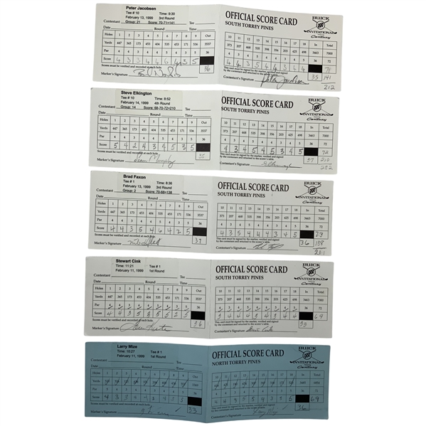 Mize, Elkington, Cink & Seven Others Signed 1999 Buick Invitational Official Scorecards