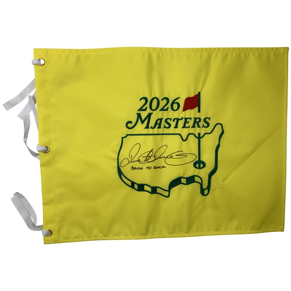 Rory Mcilroy Signed 2026 Masters Tournament Embroidered Flag w/ Back To Back JSA ALOA