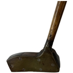 Antique Hickory-Shafted Wooden Putter with Brass Sole Plate