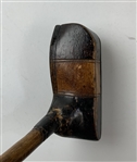Antique Hickory-Shafted Wooden Putter with Brass Sole Plate