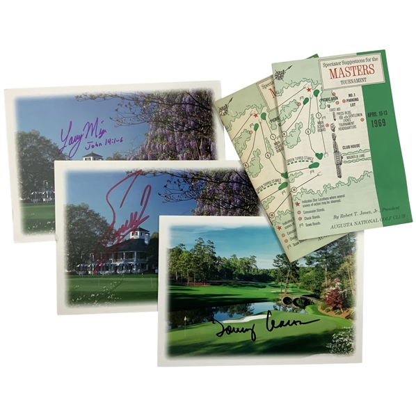 Champs Mize, Zoeller & Aaron Signed ANGC Photo Card w/ Two Masters Spectator Guides JSA ALOA