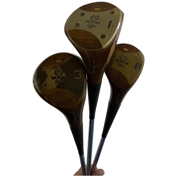 Three Tom Watson Ram WAT Custom Handcrafted by Mario Persimmon Woods