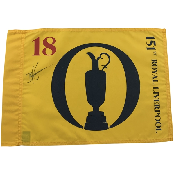 Brian Harmon Signed 2023 Open Championship At Royal Liverpool Flag JSA ALOA