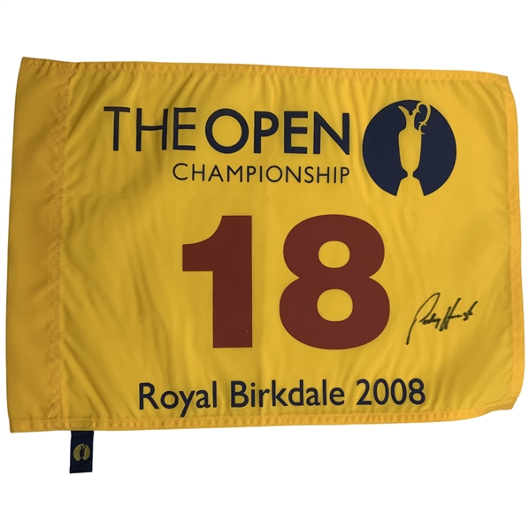Padraig Harrington Signed 2008 The Open Championship at Royal Birkdale Flag JSA ALOA