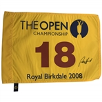 Padraig Harrington Signed 2008 The Open Championship at Royal Birkdale Flag JSA ALOA