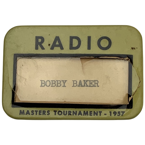 1957 Masters Tournament Radio Media Credential Pinback Badge
