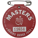1963 Masters Tournament SERIES Badge #11654 - Jack Nicklaus First Masters Victory

