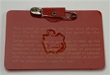 1972 Masters Tournament Series Badge Number 22515 - Jack Nicklaus Win