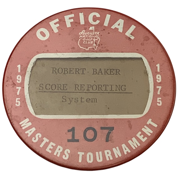 1975 Masters Tournament Official Score Reporting System Badge #107 - Jack Win