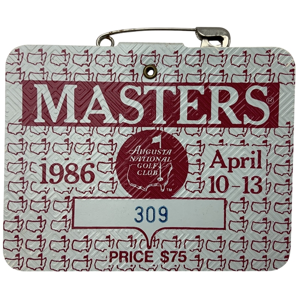 1986 Masters Tournament Series Badge #309 - Jacks Final Masters Win