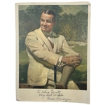 Gene Sarazen Signed Vintage Textured Portrait Print JSA ALOA