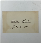 Helen Hicks Autograph Card and Vintage Acme Newspictures Press Photograph JSA ALOA