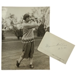 Two 1920s Golf Items Featuring Marion Hollins Original Press Photo and Multi-Signed Autograph Card JSA ALOA