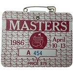 1986 Masters Tournament Series Badge #A454
