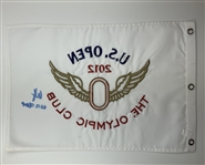 Webb Simpson Signed 2012 U.S. Open Championship at Olympic Club Flag with Champion Inscription JSA ALOA