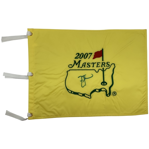 Zach Johnson Signed 2007 Masters Tournament Embroidered Flag JSA ALOA