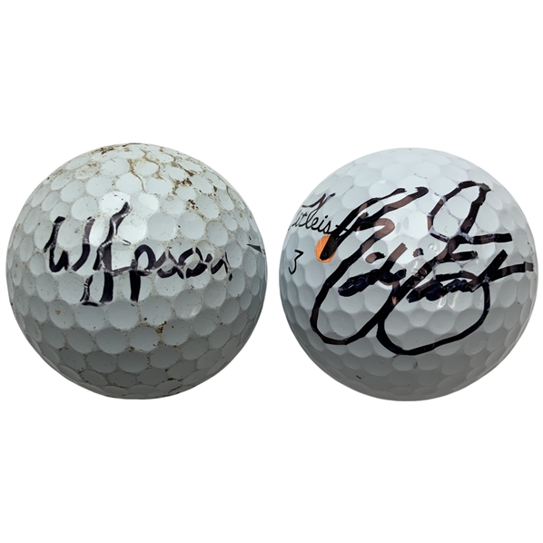 Webb Simpson & Rickie Fowler Signed Personal Used Golf Balls JSA ALOA