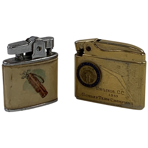 Two Vintage Golf-Themed Pocket Lighters - 1957 Virginia C.C. & a Gabe Lighter