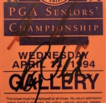 Nicklaus, Player & Floyd Signed 1994 Senior PGA Championship Wednesday Ticket JSA ALOA