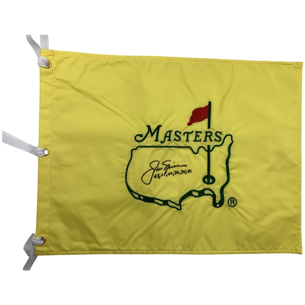 Jack Nicklaus Signed Undated Masters Embroidered Flag w/Years Won JSA ALOA