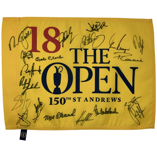 Rory & 19 Champs Signed 150th Open Championship at St. Andrews Flag JSA ALOA