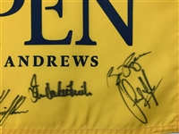 Rory & 19 Champs Signed 150th Open Championship at St. Andrews Flag JSA ALOA