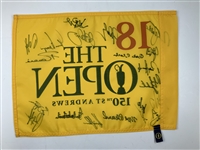 Rory & 19 Champs Signed 150th Open Championship at St. Andrews Flag JSA ALOA