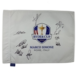 European Team Signed 2023 Ryder Cup at Marco Simone Flag JSA ALOA