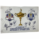 USA Team Signed 2016 Ryder Cup Hazeltine National Golf Club Variant Flag JSA ALOA