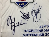 USA Team Signed 2016 Ryder Cup Hazeltine National Golf Club Variant Flag JSA ALOA