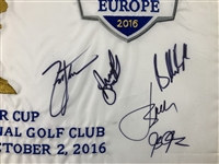 USA Team Signed 2016 Ryder Cup Hazeltine National Golf Club Variant Flag JSA ALOA