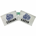 Tommy Aaron & David Grahams 1998 Liberty Mutual Legends of Golf Tournament Caddie Bib Panels and Badge