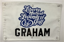 Tommy Aaron & David Graham's 1998 Liberty Mutual Legends of Golf Tournament Caddie Bib Panels and Badge