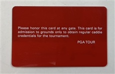 Tommy Aaron's Masters Used Caddie Nameplatew/ signed 1996 PGA Tour ID Card JSA ALOA