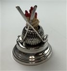 Elegant Sterling 1920’s Desk top Match
Holder w/ Bramble Ball & Long Nose Clubs