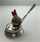 Elegant Sterling 1920’s Desk top Match
Holder w/ Bramble Ball & Long Nose Clubs