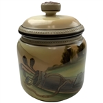 Stunning 1920s Hand Painted Nippon Humidor w/ Golf Bag & Clubs